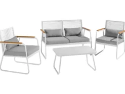 Loungeset mit Seiloptik, 4-teilig