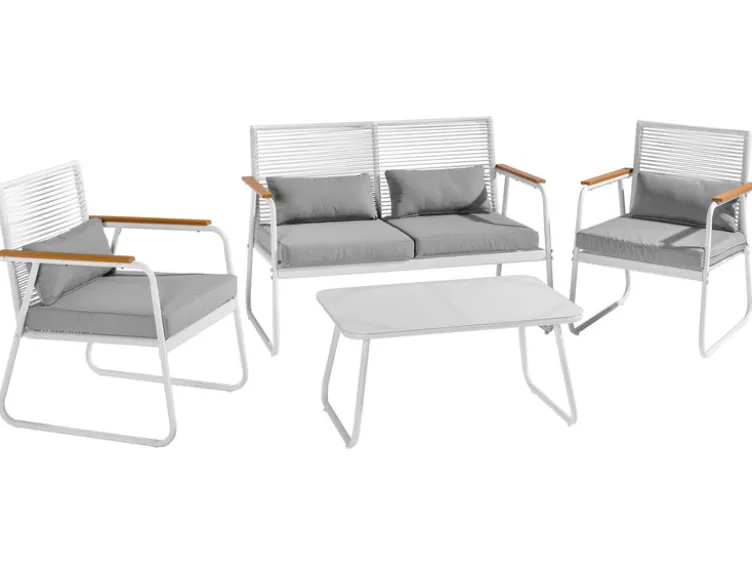 Loungeset mit Seiloptik, 4-teilig
