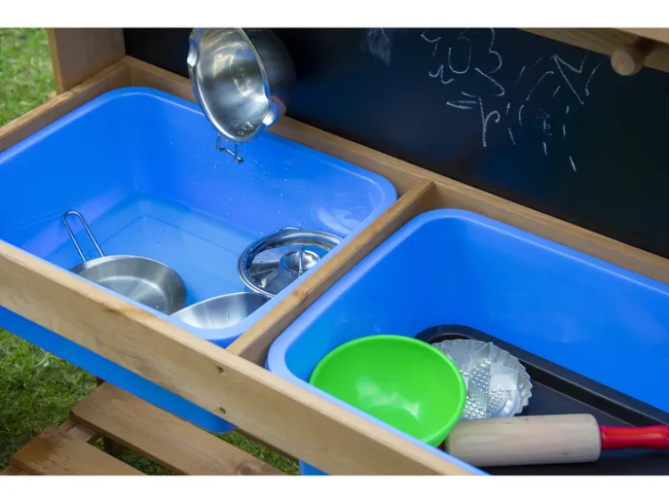 Matschküche für Kinder, aus Holz, mit Kreidetafel