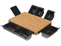 Multifunktionales Bambus Schneidebrett, mit Smartphone-/Tablet-Halter