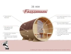 Outdoor Fasssauna »Molly«, 9 kW Ofen, L 225 x B 175 x H 229 cm
