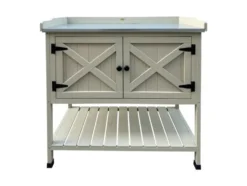 Pflanztisch mit Ablage und Schrank, 98 x 48 x 97 cm, aus Holz