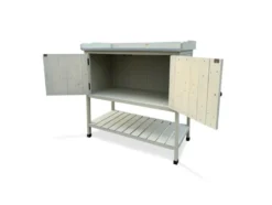 Pflanztisch mit Ablage und Schrank, 98 x 48 x 97 cm, aus Holz