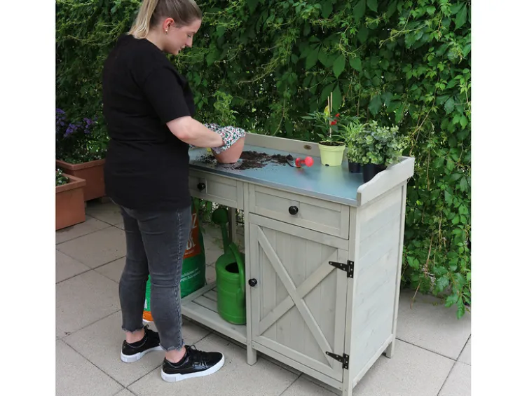 Pflanztisch Unterschrank, 98 x 48 x 95 cm, grau