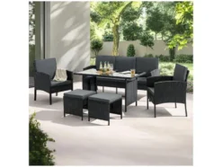 Polyrattan Gartenmöbel Sitzgruppe Turin schwarz