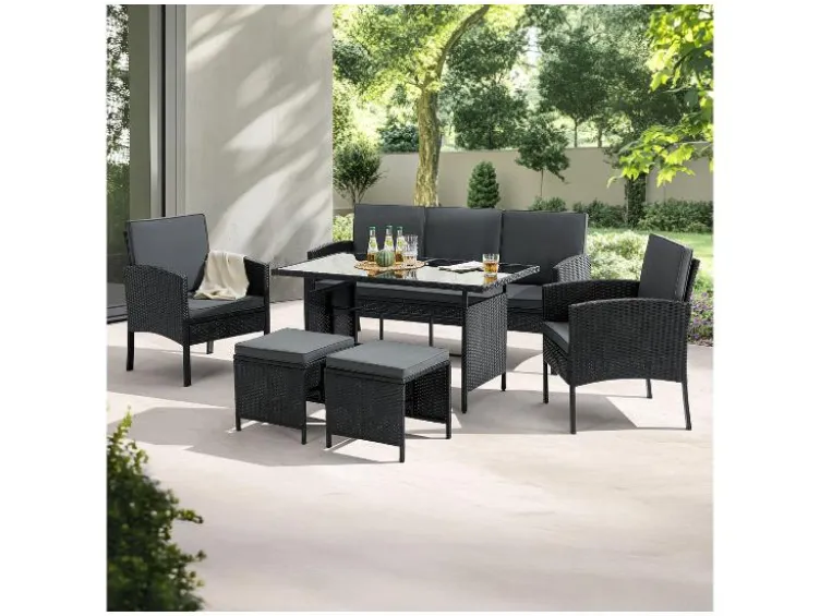 Polyrattan Gartenmöbel Sitzgruppe Turin schwarz