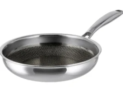 Premium-Edelstahlpfannen-Set, 2-teilig: Ø 24 cm & Ø 28 cm mit Wabenstruktur