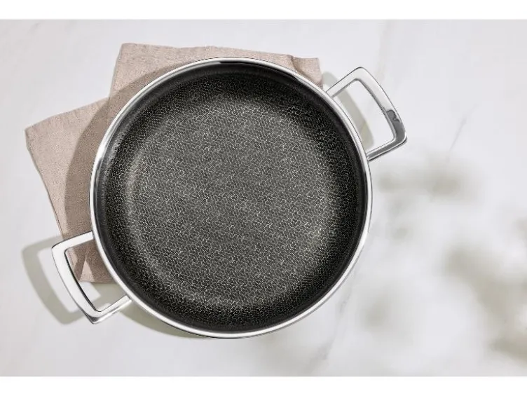 Premium-Edelstahl-Servierpfanne mit Wabenstruktur, Ø 28 cm