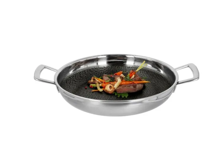 Premium-Edelstahl-Servierpfanne mit Wabenstruktur, Ø 28 cm