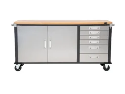 ProLine Werkbank mit Rollen, L 195 X B 51 X H 95 cm, 320kg Belastung, FSC 100%, Buche