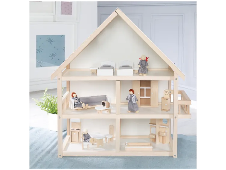 Puppenhaus, inkl. Möbel und Puppen