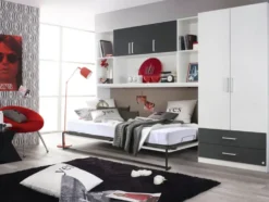 Querklappbett »ALBERO«, mit Regalelement und Schrank