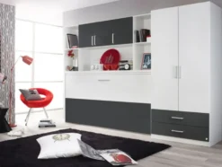 Querklappbett »ALBERO«, mit Regalelement und Schrank