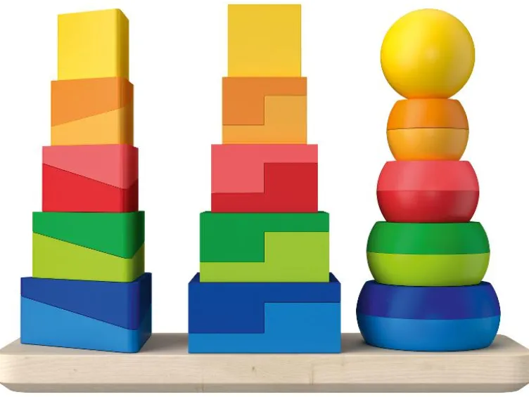 Regenbogen-Stapelwürfel / Regenbogen-Legespiel / Regenbogen-Stecktürme / Mosaik-Spiel