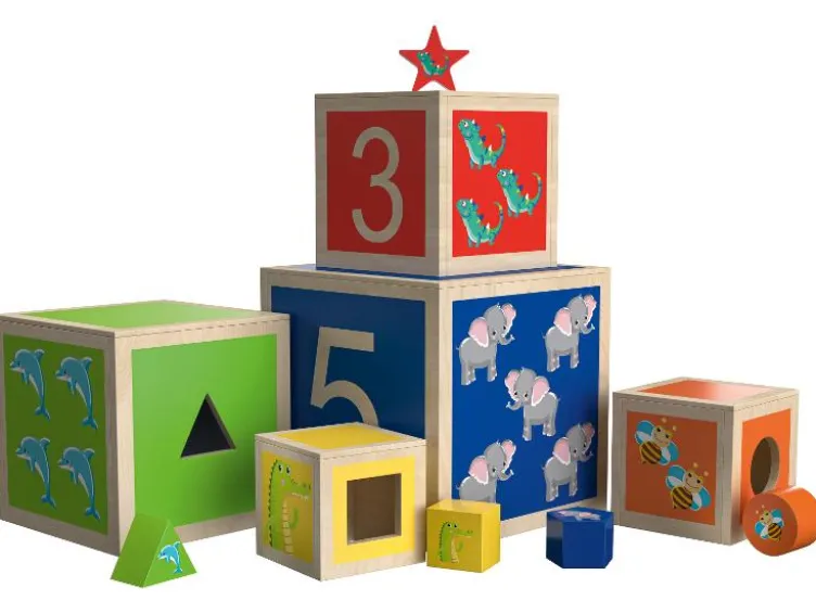 Regenbogen-Stapelwürfel / Regenbogen-Legespiel / Regenbogen-Stecktürme / Mosaik-Spiel