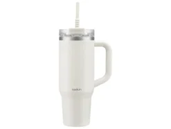 Reisebecher mit Henkel und Silikonstrohhalm »TRAVELMUG«