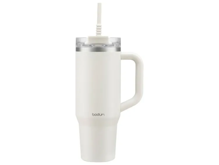 Reisebecher mit Henkel und Silikonstrohhalm »TRAVELMUG«