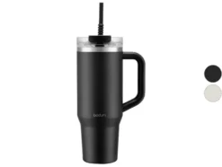 Reisebecher mit Henkel und Silikonstrohhalm »TRAVELMUG«