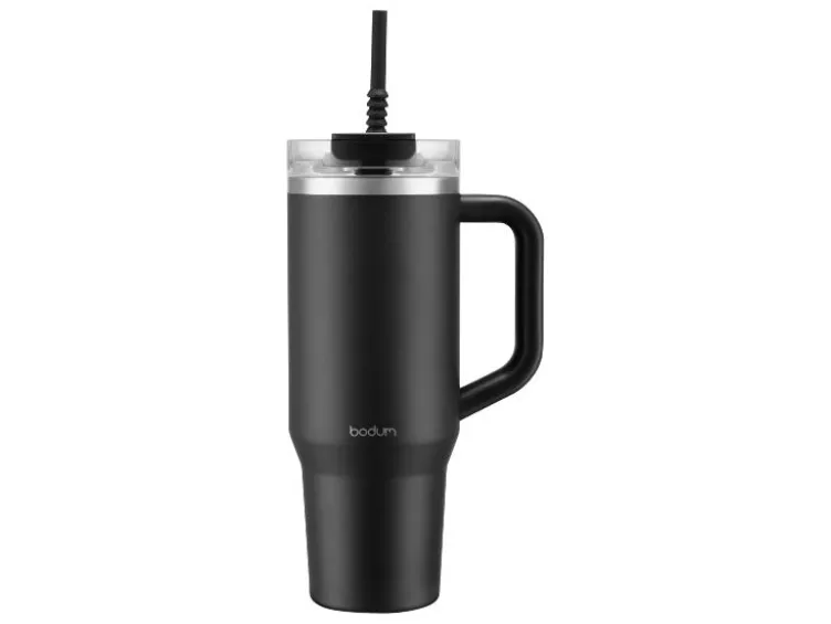 Reisebecher mit Henkel und Silikonstrohhalm »TRAVELMUG«