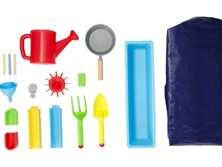 Sandkasten mit Wasserspielwand, 28-teilig