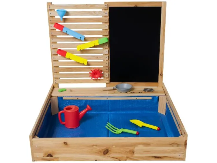 Sandkasten mit Wasserspielwand, 28-teilig