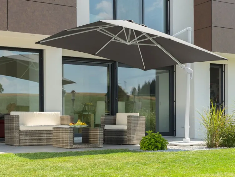 Schneider Ampelschirm »RHODOS TWIST BIANCO«, 300 x 300 cm, mit Plattenständer, imprägniert