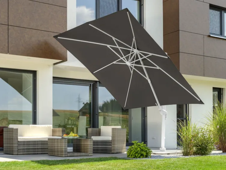 Schneider Ampelschirm »RHODOS TWIST BIANCO«, 300 x 300 cm, mit Plattenständer, imprägniert