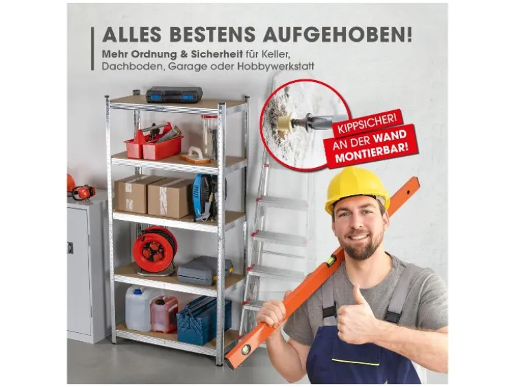 Schwerlastregal mit 5 belastbaren Holzböden