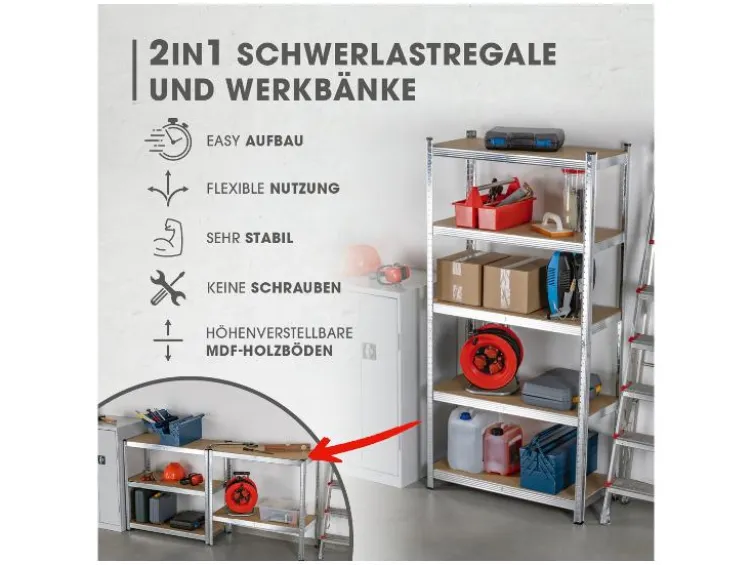 Schwerlastregal mit 5 belastbaren Holzböden