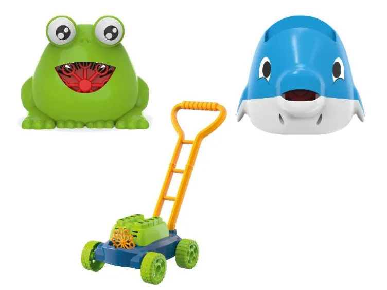 Seifenblasenmaschine Frosch / Delfin / Rasenmäher
