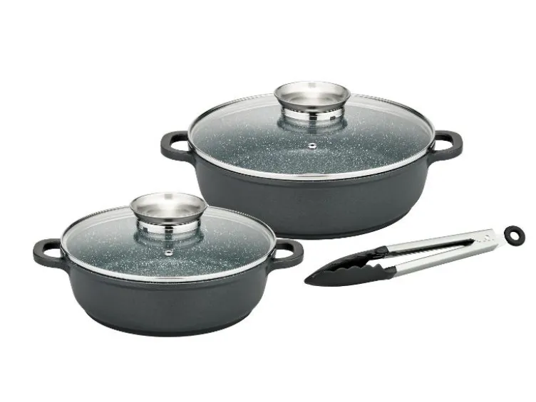 Servierpfannen-Set Gourmet GRANIT 5-tlg. mit Aromadeckel