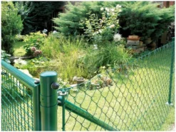 Set Maschendrahtzaun mit Einschlagbodenhülse, 25 m, grün