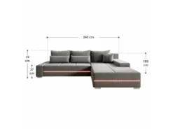 Sofa »Davos«, mit Ottomane und LED-Licht