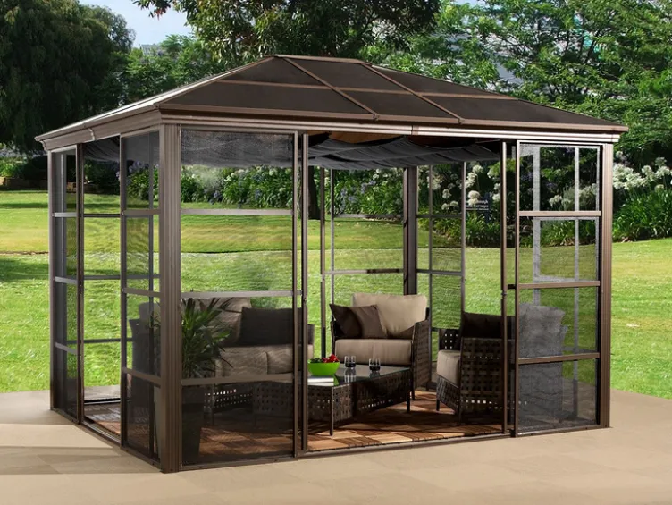 SOJAG Canada Pavillon »Castel«, aus Aluminium, inkl. Sonnensegel u. Insektenschutz, bronze