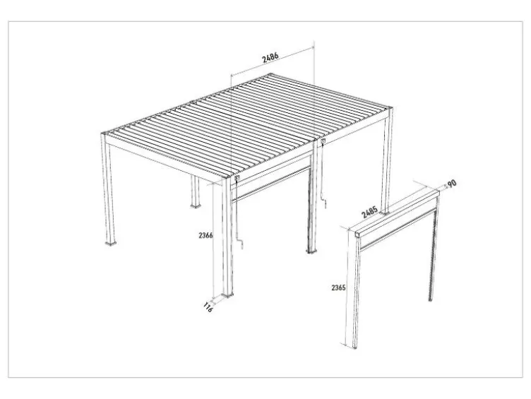 Sonnenrollo für Pavillon Trumpf und Superior Pergola