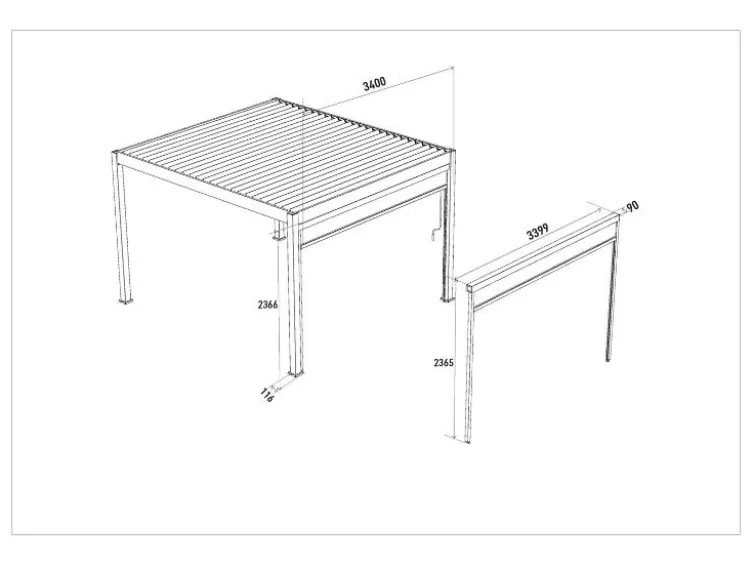 Sonnenrollo für Pavillon Trumpf und Superior Pergola