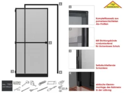Sparset - Insektenschutz-Tür inkl. Universal-Klemmzarge Komplettbausatz B 125 x H 245 cm