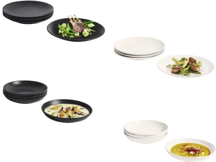 Speiseteller- Suppenteller-Set, 4-teilig