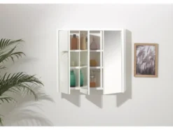 Spiegelschrank, perlweiß