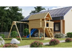 Stelzenhaus »Fiete« mit Doppelschaukelanbau und Rutsche