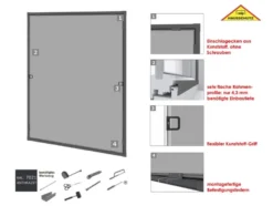 Super Slim Rahmenfenster, Komplettbausatz, ohne Bohren, 4,3 mm Einbautiefe, B 120 x H 150 cm