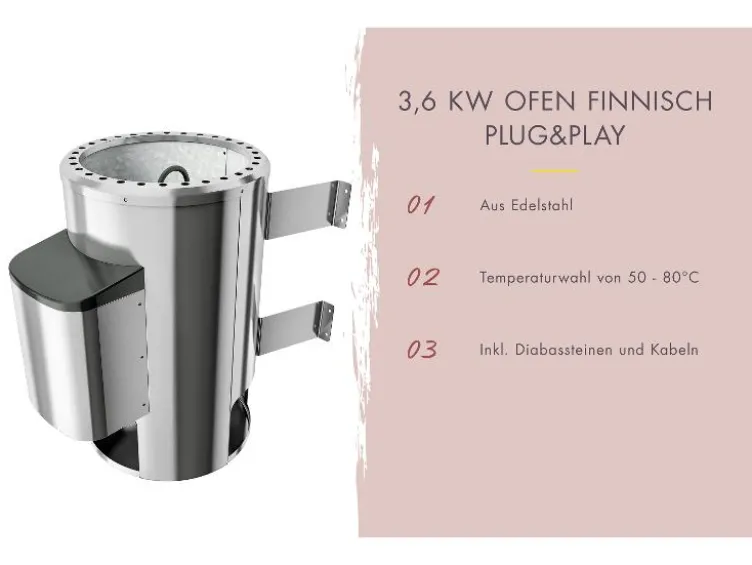 System-Sauna »Shorty«, mit Fronteinstieg, 3,6 kW Ofen