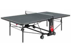 Tischtennisplatte PowerTec Outdoor, wetterfester, trendiges matt-schwarzes Design, klappbar