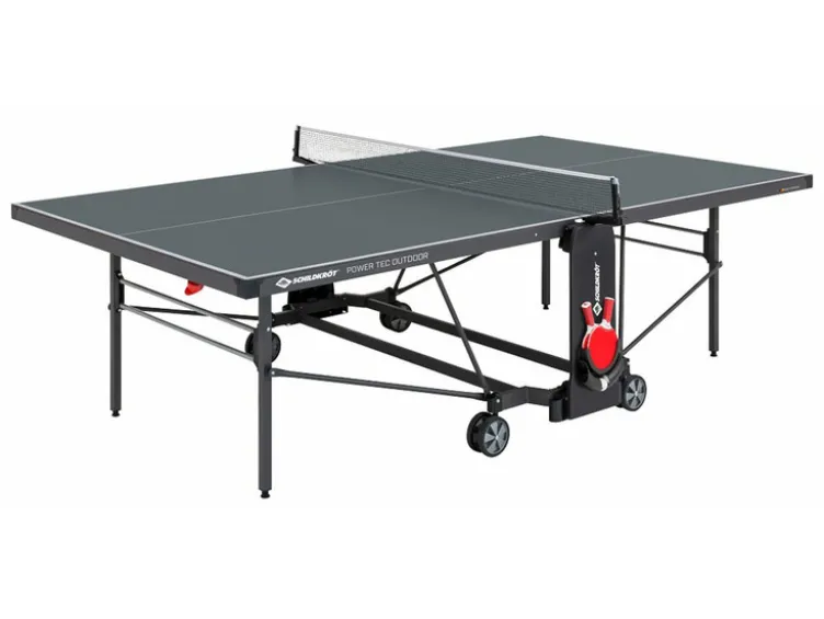 Tischtennisplatte PowerTec Outdoor, wetterfester, trendiges matt-schwarzes Design, klappbar