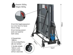 Tischtennisplatte PowerTec Outdoor, wetterfester, trendiges matt-schwarzes Design, klappbar