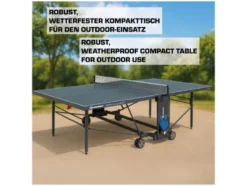 Tischtennisplatte PowerTec Outdoor, wetterfester, trendiges matt-schwarzes Design, klappbar