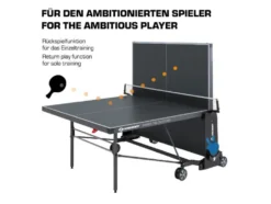 Tischtennisplatte PowerTec Outdoor, wetterfester, trendiges matt-schwarzes Design, klappbar