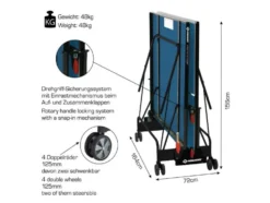Tischtennisplatte Space Tec Outdoor, wetterfeste 4 mm Melaminharzplatte, klappbar