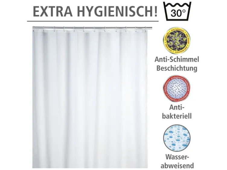 Wenko Duschvorhang, 180 x 200 cm, mit Anti-Schimmel-Effekt, wasserabweisend, waschbar