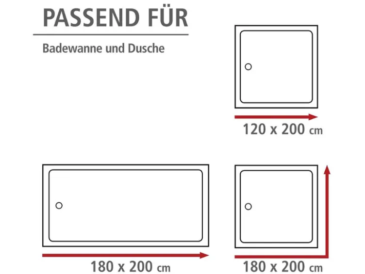 Wenko Duschvorhang, 180 x 200 cm, mit Anti-Schimmel-Effekt, wasserabweisend, waschbar